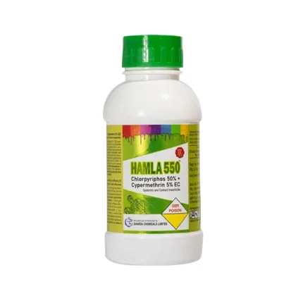 Hamla 550 Gharda - formulated with Chlorpyriphos 50% and Cypermethrin 5% EC broad-spectrum insecticide
